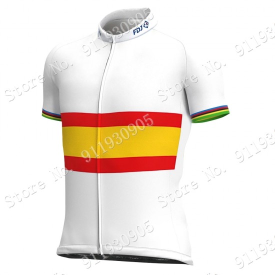 FDJ Pro Team Spanish Champion 2021 Wielerkleding Fietsshirt Korte Mouw 2021072858