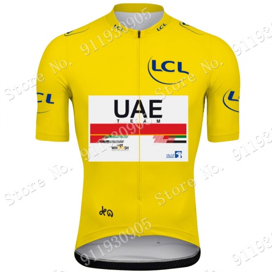 Yellow UAE Emirates Tour De France 2021 Wielerkleding Fietsshirt Korte Mouw 2021072936