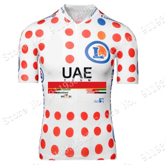 Polka Dot UAE Emirates Tour De France 2021 Wielerkleding Fietsshirt Korte Mouw 2021072957