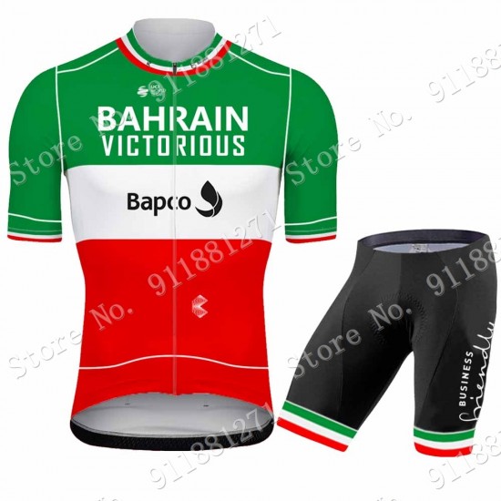 Green Slovenia Tour De France Bahrain Victorious 2021 Fietskleding Fietsshirt Korte Mouw+Korte Fietsbroeken Bib 2021081560