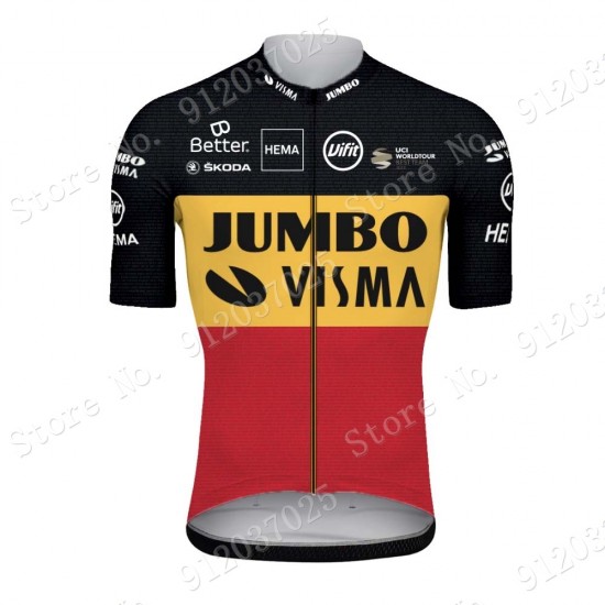 Jumbo Visma Belgium 2021 Team Wielerkleding Fietsshirt Korte Mouw 2021062638
