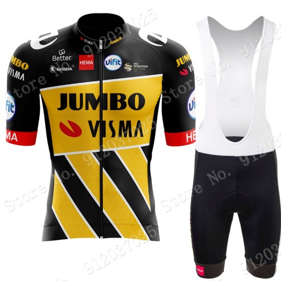 New Style Jumbo Visma 2021 Team Fietskleding Fietsshirt Korte Mouw+Korte Fietsbroeken Bib 2021062654