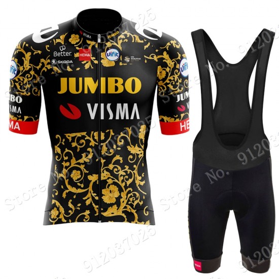 New Style Jumbo Visma 2021 Team Fietskleding Fietsshirt Korte Mouw+Korte Fietsbroeken Bib 2021062662