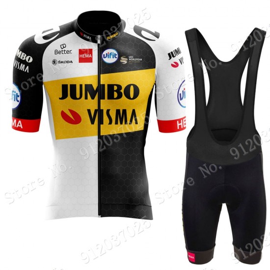 New Style Jumbo Visma 2021 Team Fietskleding Fietsshirt Korte Mouw+Korte Fietsbroeken Bib 2021062664