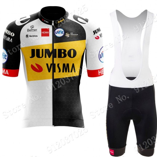 New Style Jumbo Visma 2021 Team Fietskleding Fietsshirt Korte Mouw+Korte Fietsbroeken Bib 2021062665