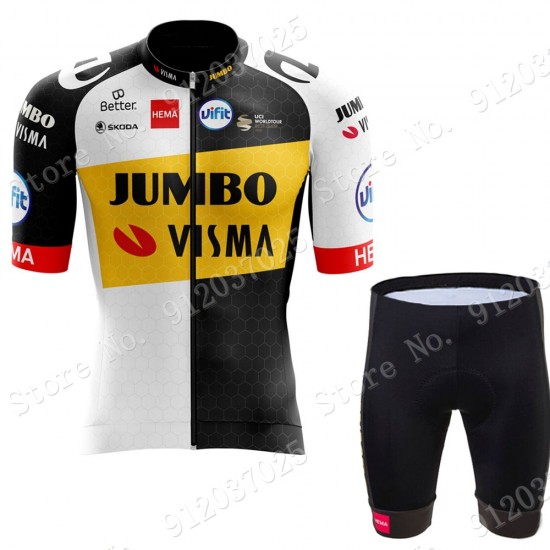 New Style Jumbo Visma 2021 Team Fietskleding Fietsshirt Korte Mouw+Korte Fietsbroeken Bib 2021062666