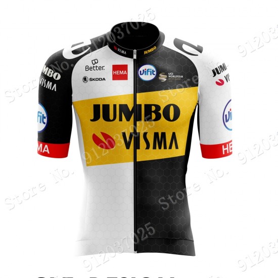 New Style Jumbo Visma 2021 Team Wielerkleding Fietsshirt Korte Mouw 2021062663