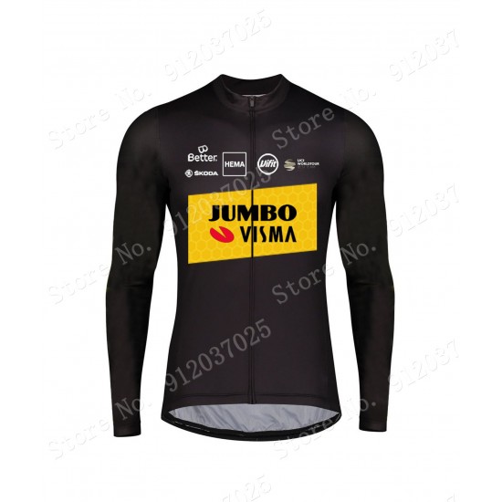 New Style Jumbo Visma 2021 Team Wielerkleding Fietsshirt Lange Mouw 2021062671
