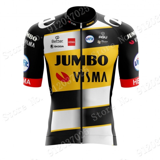 New Style Jumbo Visma 2021 Team Wielerkleding Fietsshirt Korte Mouw 2021062667