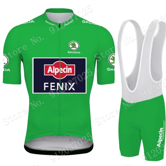 Green Alpecin Fenix Tour De France 2021 Team Fietskleding Fietsshirt Korte Mouw+Korte Fietsbroeken Bib 2021062701