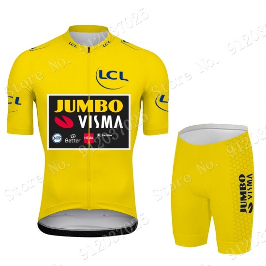 Green Jumbo Visma Tour De France 2021 Team Fietskleding Fietsshirt Korte Mouw+Korte Fietsbroeken 2021062720