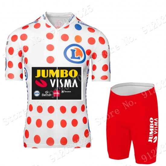 Polka Dot Jumbo Visma Tour De France 2021 Team Fietskleding Fietsshirt Korte Mouw+Korte Fietsbroeken Bib 2021062736