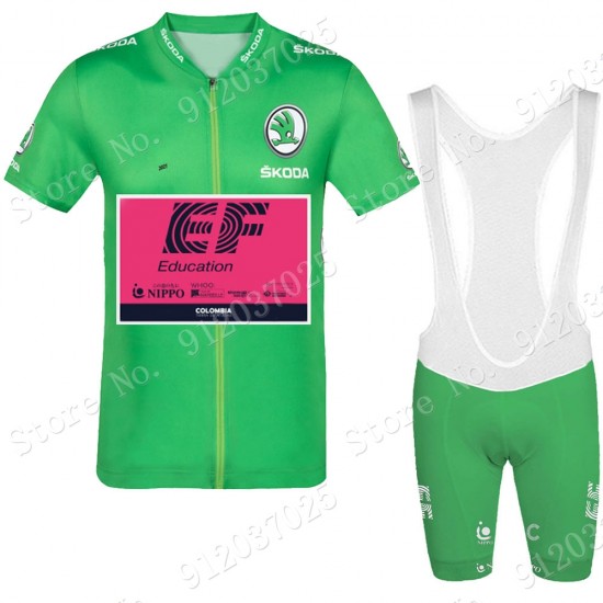 Green EF Education Frist Tour De France 2021 Team Fietskleding Fietsshirt Korte Mouw+Korte Fietsbroeken Bib 2021062741