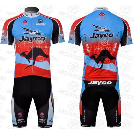 JAYCO Pro Team Fietsshirt Korte mouw Korte fietsbroeken met zeem Kits blauw rood 261