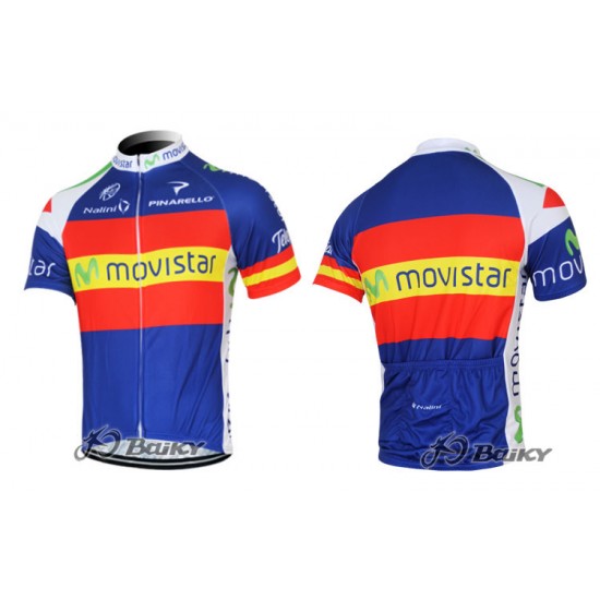 2012 Movistar Fietsshirt Korte mouw blauw rood 3857