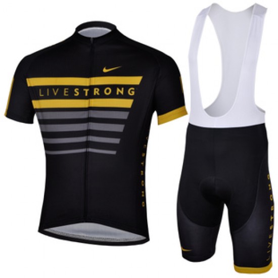 2013 Livestrong Fietspakken Fietsshirt Korte+Korte koersbroeken Bib zwart geel 671