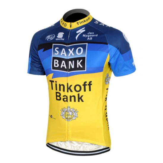 2013 Saxo Bank Tinkoff Pro Team Fietsshirt Korte mouw blauw geel 720