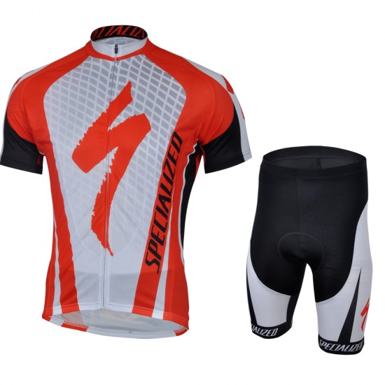 2013 Specialized Fietsshirt Korte mouw+Korte fietsbroeken met zeem Kits wit rood zwart 749