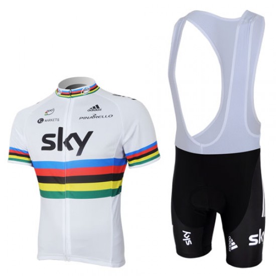 2013 Team Sky UCI Fietspakken Fietsshirt Korte+Korte koersbroeken Bib wit zwart 758