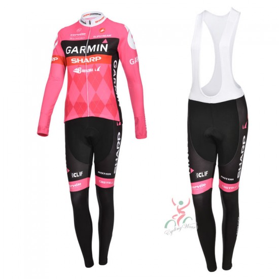 2012 Dames Garmin Cycling Jersey Long Sleeve and Cycling Bib Pants 3723