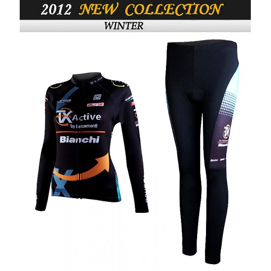 2012 Dames bianchi Fietskleding Fietsshirt lange mouw+Lange fietsbroeken 3661