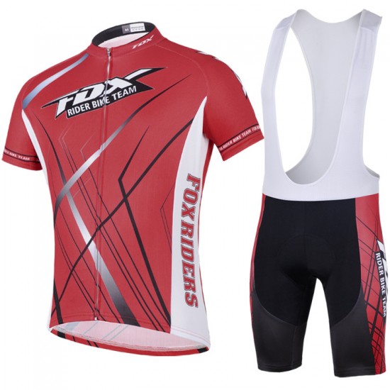 2014 Fox Bike Team Fietspakken Fietsshirt Korte+Korte koersbroeken Bib rood 1002