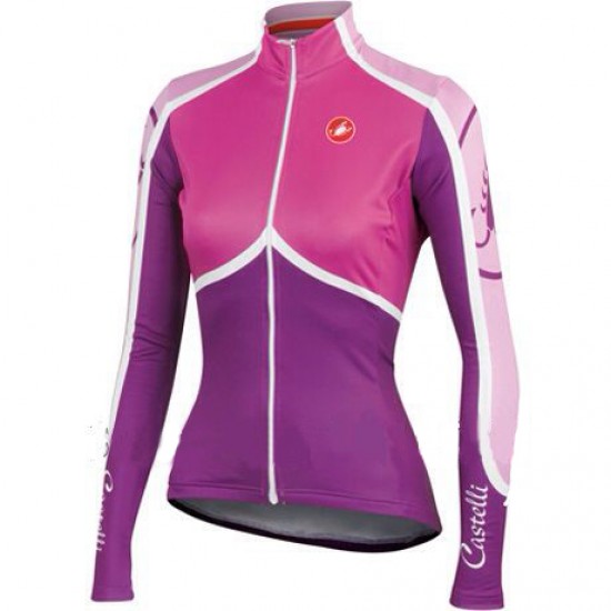 2014 Dames CASTELLI Pink Fietsshirt lange mouw 3698