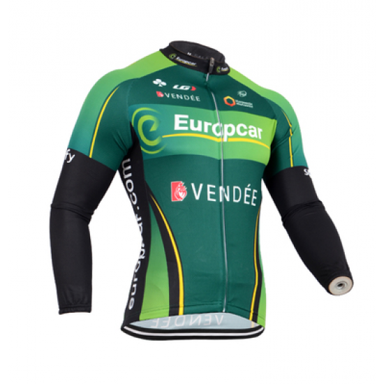 2014 Europcar Fietsshirt lange mouw Groen Zwart 1218