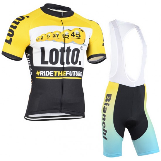 2015 Lotto Fietsshirt Korte Mouw+Bianchi Korte Fietsbroeken Bib 1838