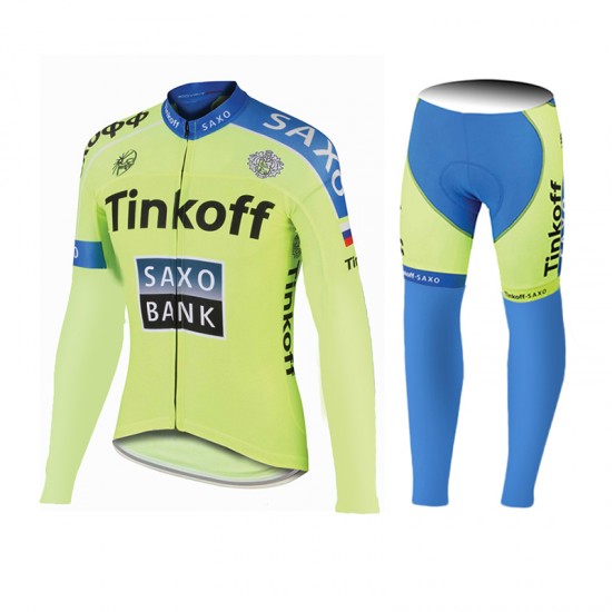 2015 Saxo bank Tionkff Fietskleding Fietsshirt lange mouw+Lange fietsbroeken 1980