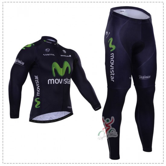 2015 Movistar Fietskleding Fietsshirt lange mouw+Lange fietsbroeken 1882