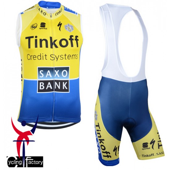 2014 Saxo Bank Tinkoff Fietsshirt Zonder Mouwen+Korte Fietsbroeken Bib 1324