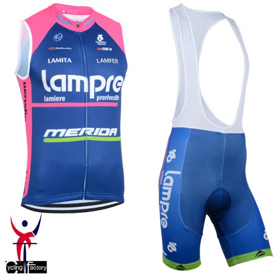 2014 Lampre Merida Fietsshirt Zonder Mouwen+Korte Fietsbroeken Bib 1287