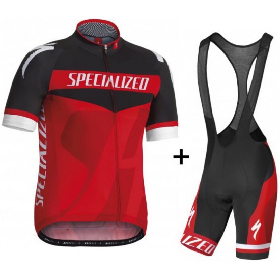 Specialized Fietskleding Fietsshirt Korte rood+Korte Fietsbroeken Bib Zwart 1184