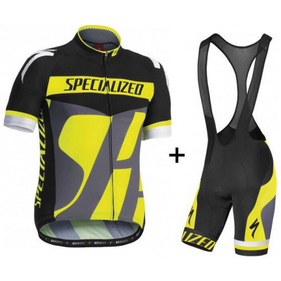 Specialized Fietskleding Fietsshirt Korte Geel+Korte Fietsbroeken Bib Zwart 1186