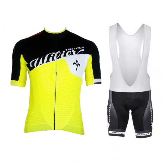 WILIER 2015 geel wit zwart Fietskleding Set Fietsshirt Korte Mouwen+Fietsbroek Bib Korte 2284