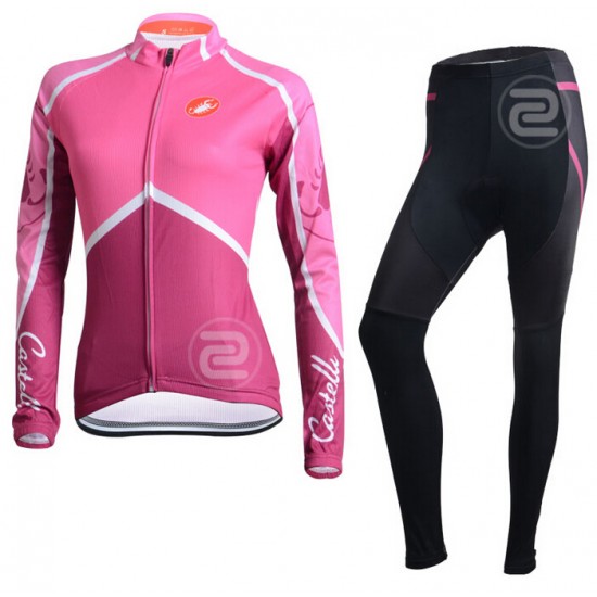 2014 Castelli Dames Fietskleding Fietsshirt lange mouw+Lange fietsbroeken 3492