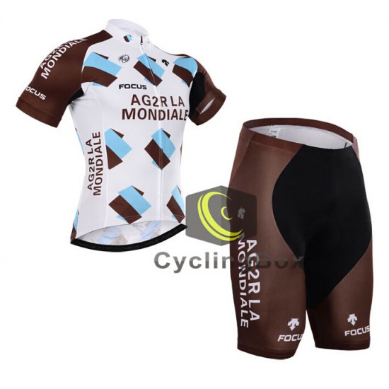 2015 Ag2r La Mondiale Fietskleding Set Fietsshirt Korte Mouwen+Fietsbroek Korte 2307