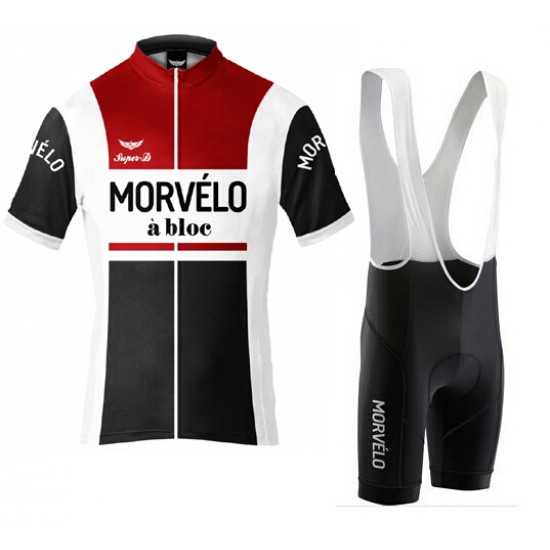 2015 MORVELO zwart rouge Fietskleding Fietsshirt Korte+Korte Fietsbroeken Bib 2436