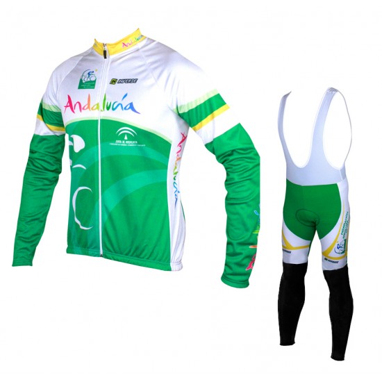 2015 Andalucia Fietskleding Fietsshirt lange mouw+Lange fietsbroeken Bib 2570