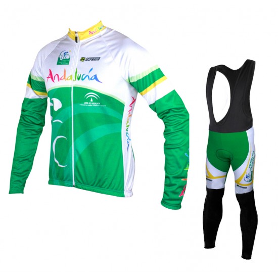 2015 Andalucia Fietskleding Fietsshirt lange mouw+Lange fietsbroeken Bib 2569