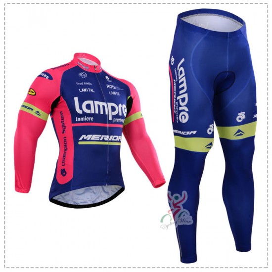 2015 Lampre Fietskleding Fietsshirt lange mouw+Lange fietsbroeken 2359