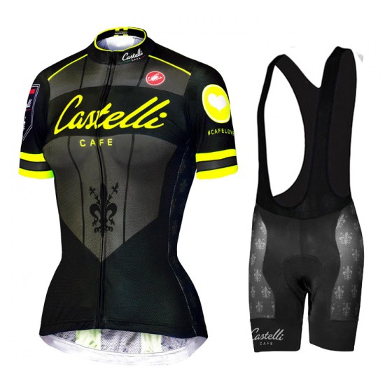 2015 Dames Castelli CAFE Fietskleding Fietsshirt Korte+Korte fietsbroeken Bib 3601