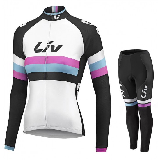 Dames LIV RACE DAY SS 2015 Long white Fietskleding Fietsshirt lange mouw+Lange fietsbroeken 3645