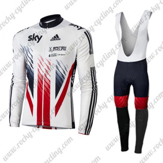 2016 Team SKY British Winter Fietskleding Fietsshirt lange mouw+Lange fietsbroeken Bib 2016002