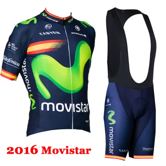 2016 Movistar Fietskleding Fietsshirt Korte+Korte fietsbroeken Bib 2016036103