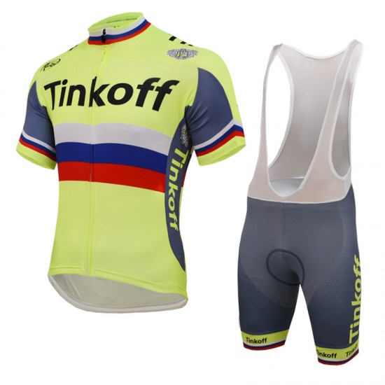 2016 Tinkoff Saxo Bank Russo Fluo Light Fietskleding Fietsshirt Korte+Korte fietsbroeken Bib 2016036122