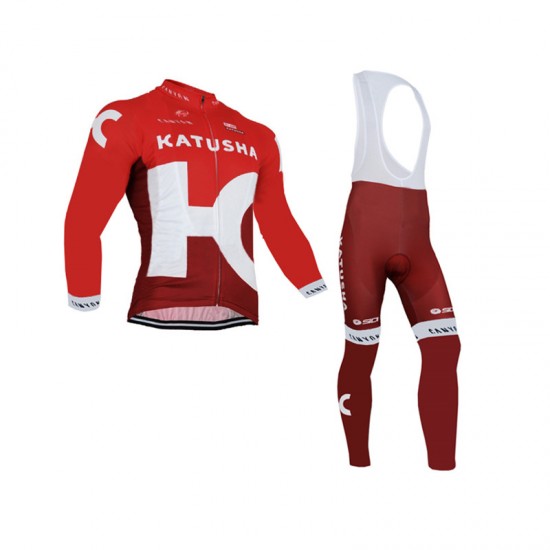 2016 Katusha Fietskleding set Fietsshirt Lange Mouwen+lange fietsbroeken Bib 02 20160038