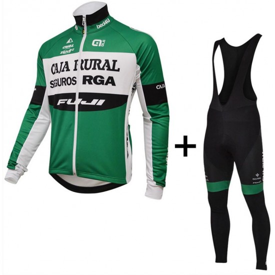 2015 Caja Rural Fietskleding Fietsshirt lange mouw+Lange fietsbroeken Bib 2016036698