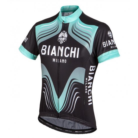 Bianchi Milano Tuela Dames Fietsshirt Korte Mouw zwart celeste 20160921